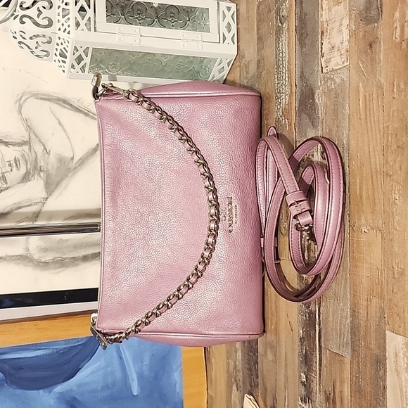 Coach Handbags - COPY - COACH Carrie Crossbody Metallic Lilac Bag F22207